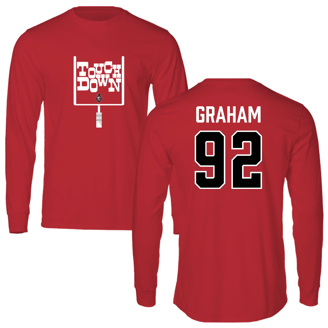 Austin Peay State University Football Red Touchdown Long Sleeve - #92 Caleb Graham
