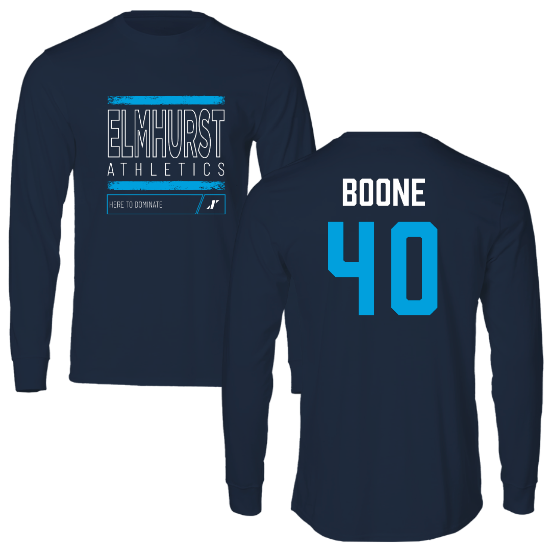 Elmhurst University Basketball Navy Dominate Performance Long Sleeve - #40 Aidyn Boone