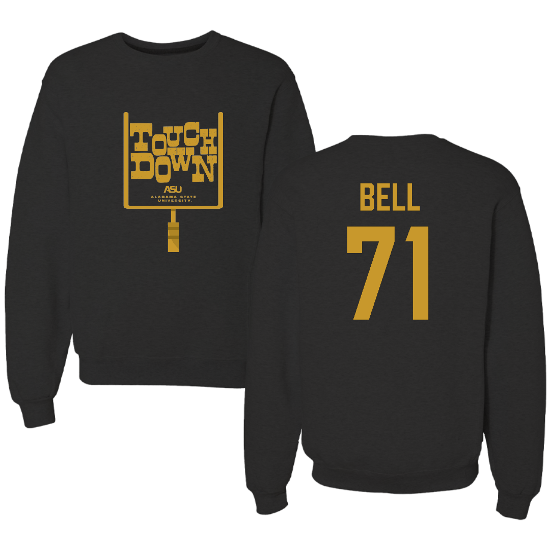 Alabama State University Football Black Touchdown Crewneck - #71 Kriston Bell