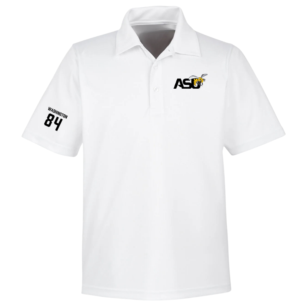 Alabama State University Football White Polo - #84 Joshua Washington