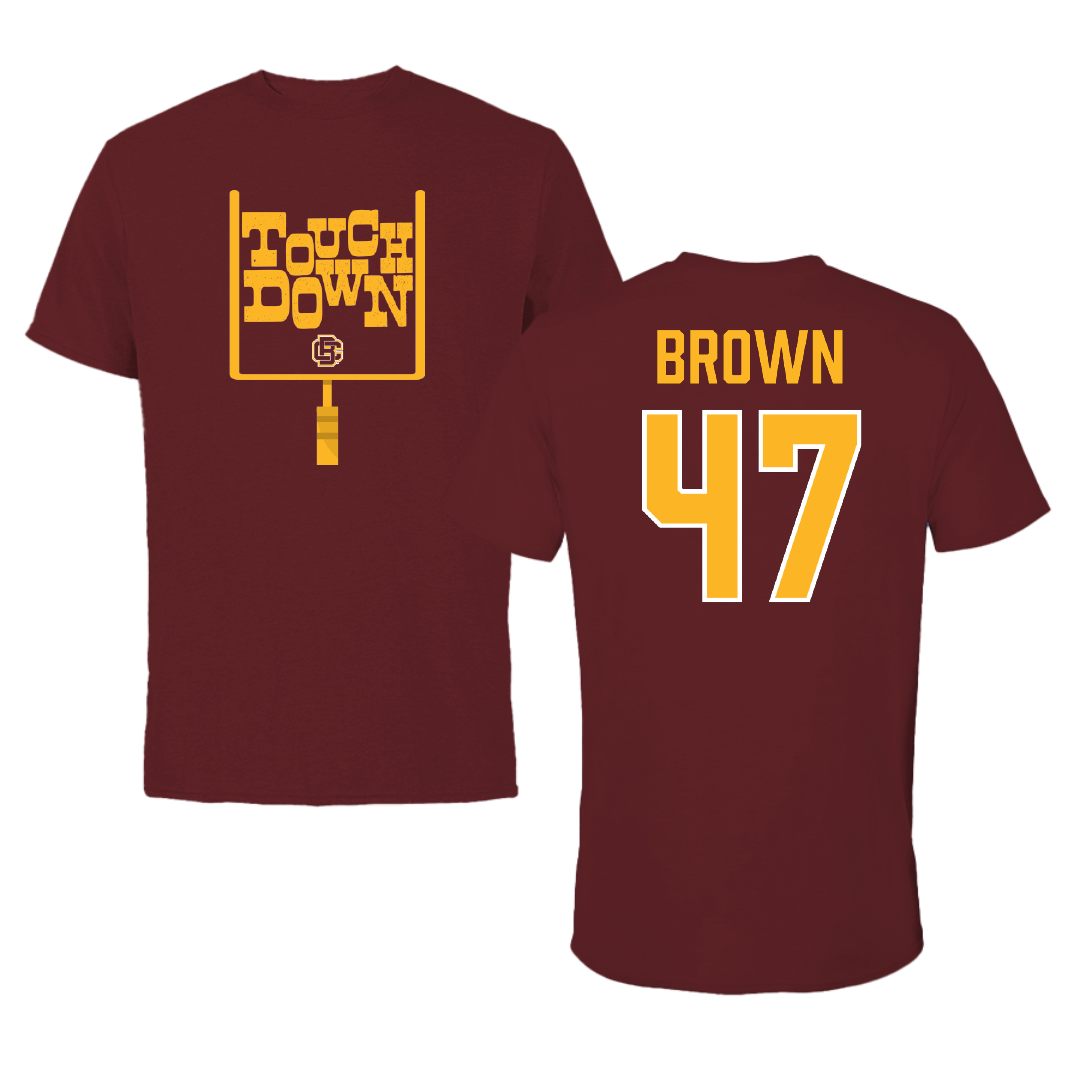 Bethune-Cookman University Football Maroon Touchdown Performance Tee - #47 Ejike Brown