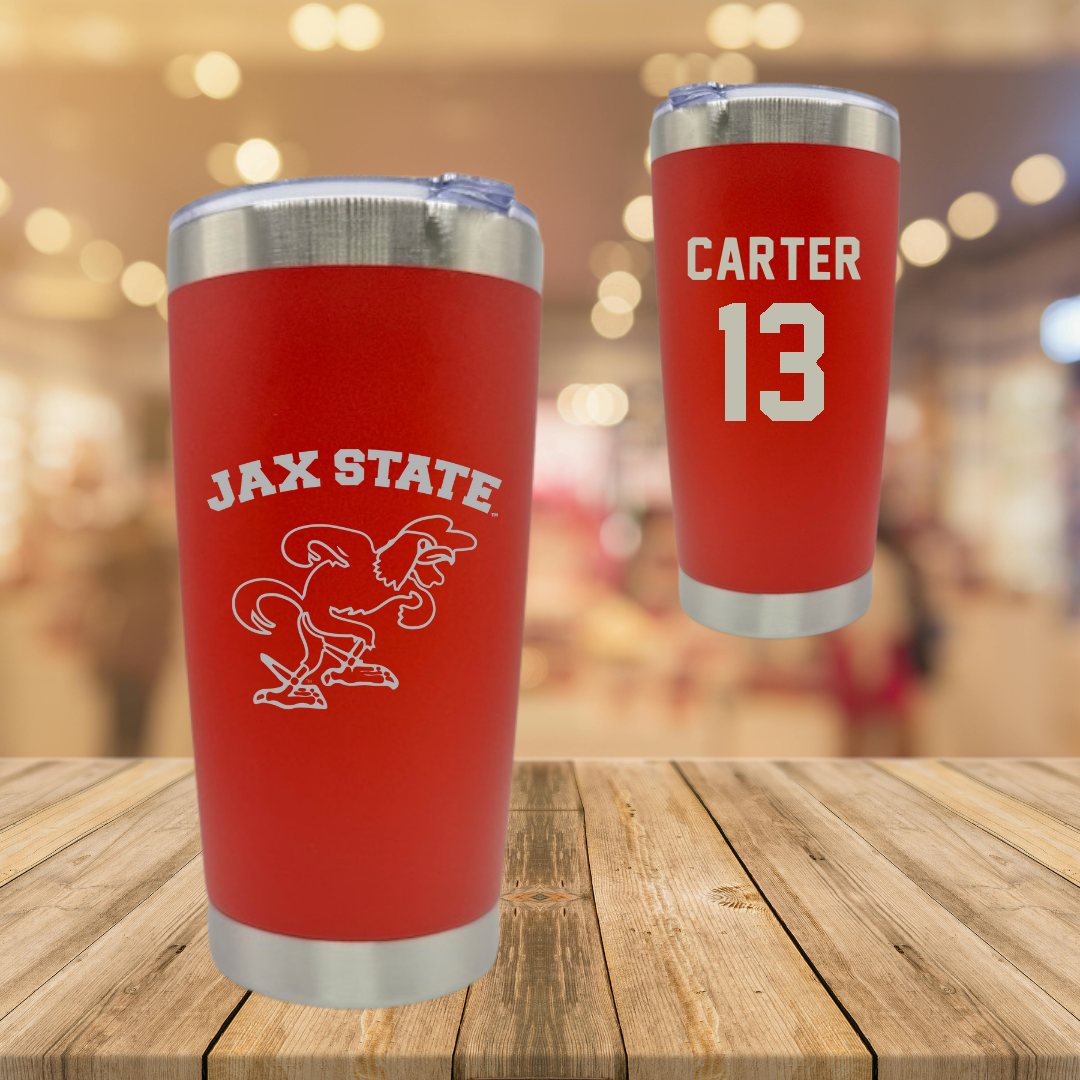 Jacksonville State University Football Red Stainless Steel Tumbler - #13 Derek Carter