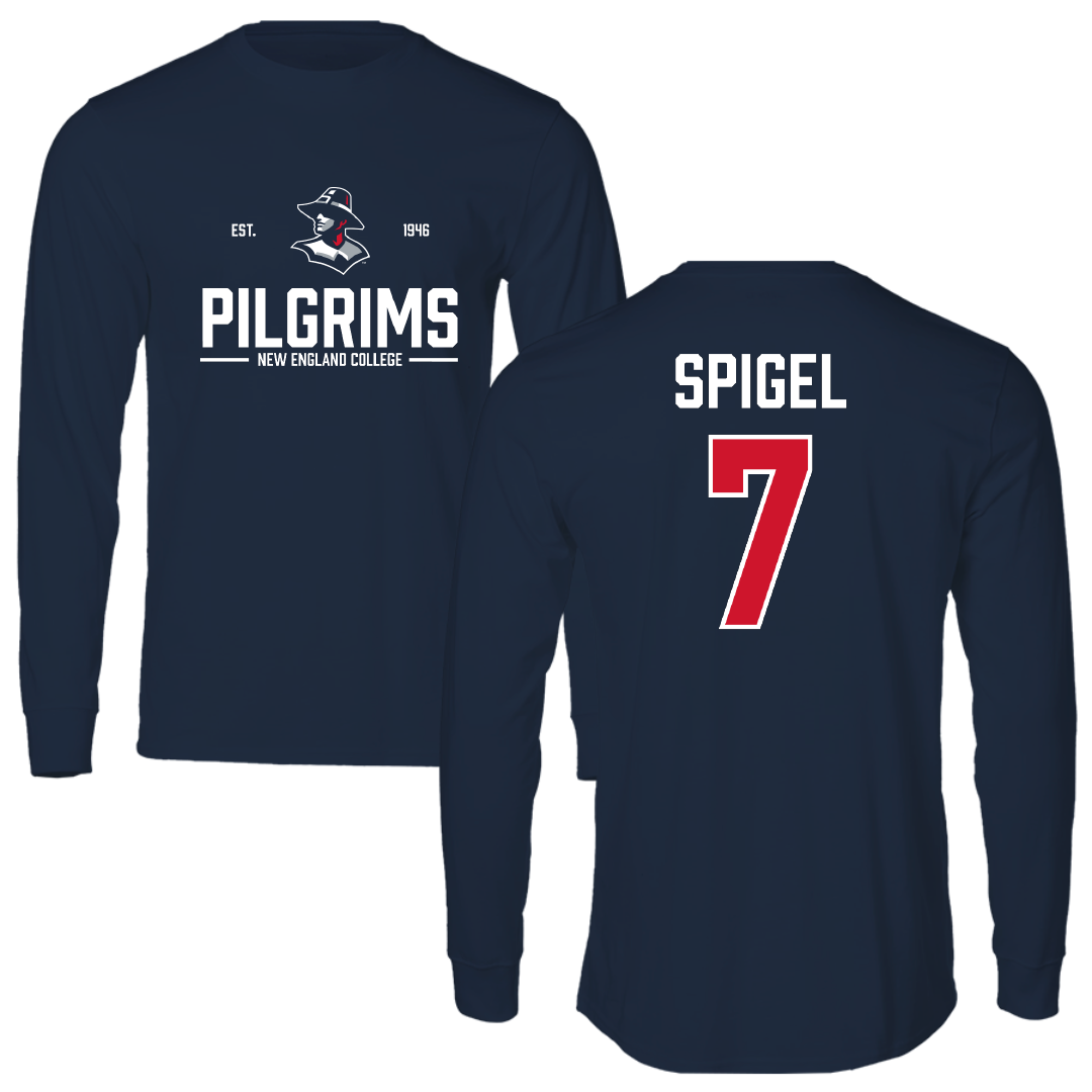 New England College Baseball Navy General Long Sleeve - #7 David Spigel
