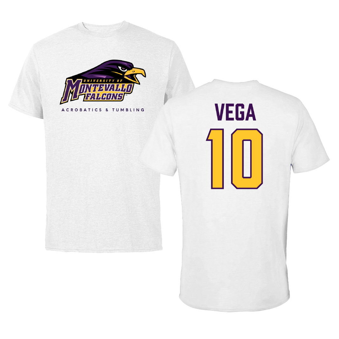 University of Montevallo Acrobatics & Tumbling White Performance Tee - #10 Alesandra Vega