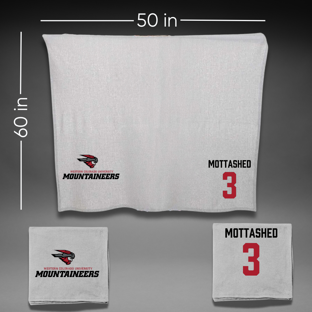 Western Colorado University Basketball Gray Blanket - #3 Mason Mottashed