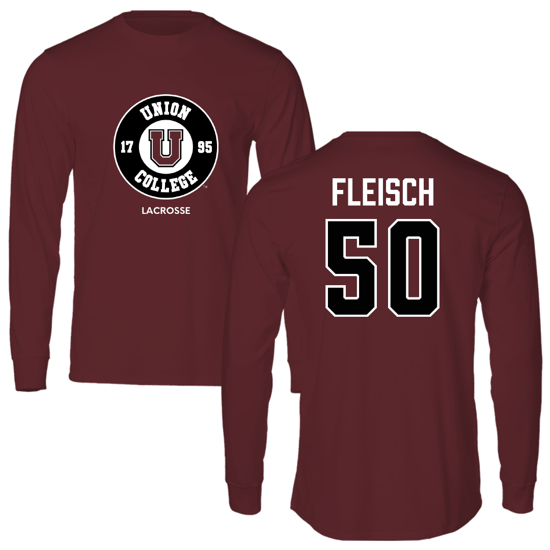 Union College Lacrosse (M) Maroon Performance Long Sleeve - #50 Max Fleisch