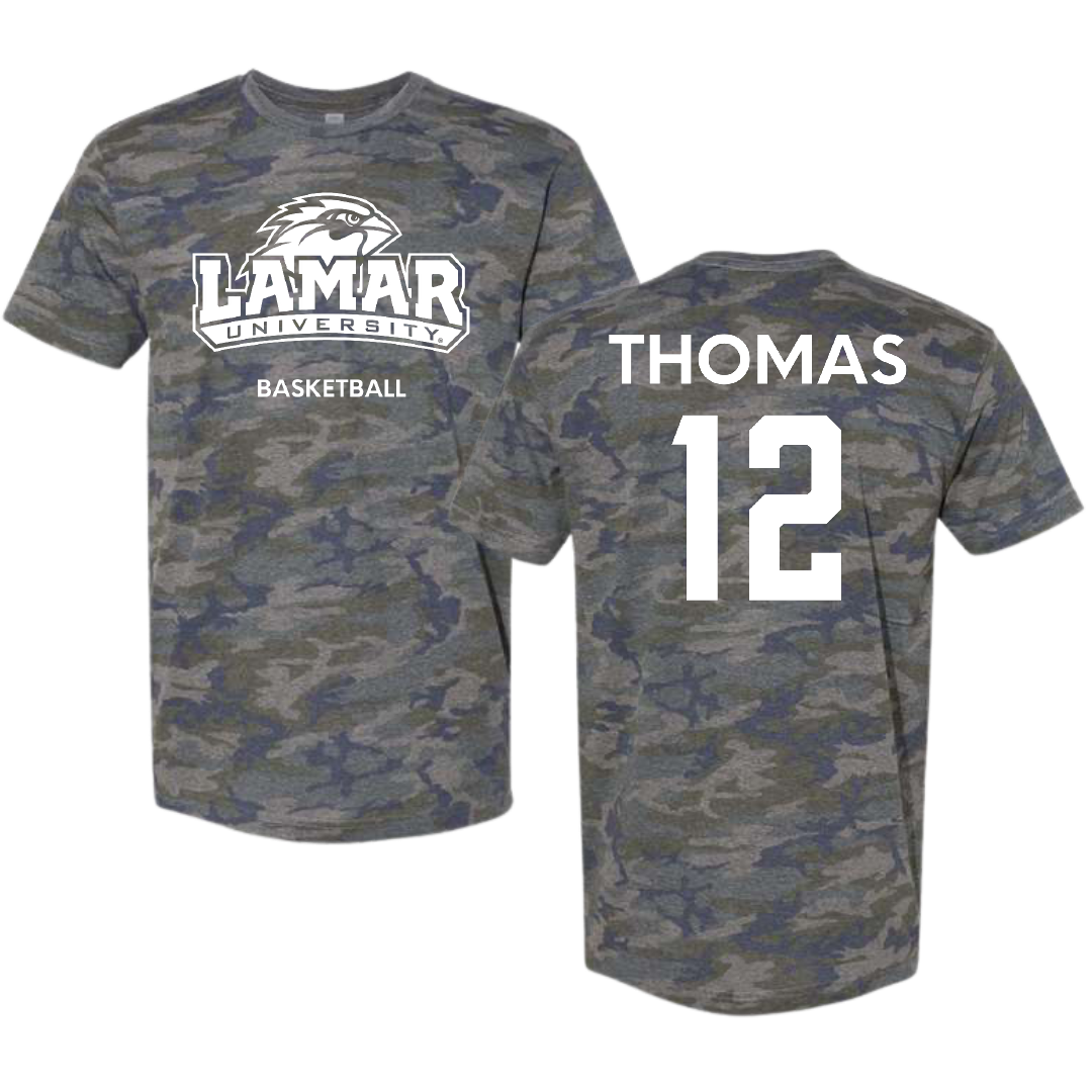 Lamar University Basketball (M) Vintage Camo Tee - #12 Christian Thomas