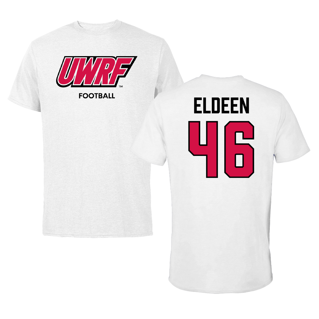 University of Wisconsin-River Falls Football White Block Tee - #46 Austin Eldeen