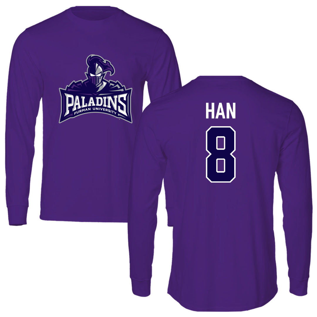 Furman University Tennis Purple Performance Long Sleeve - #8 Alex Han