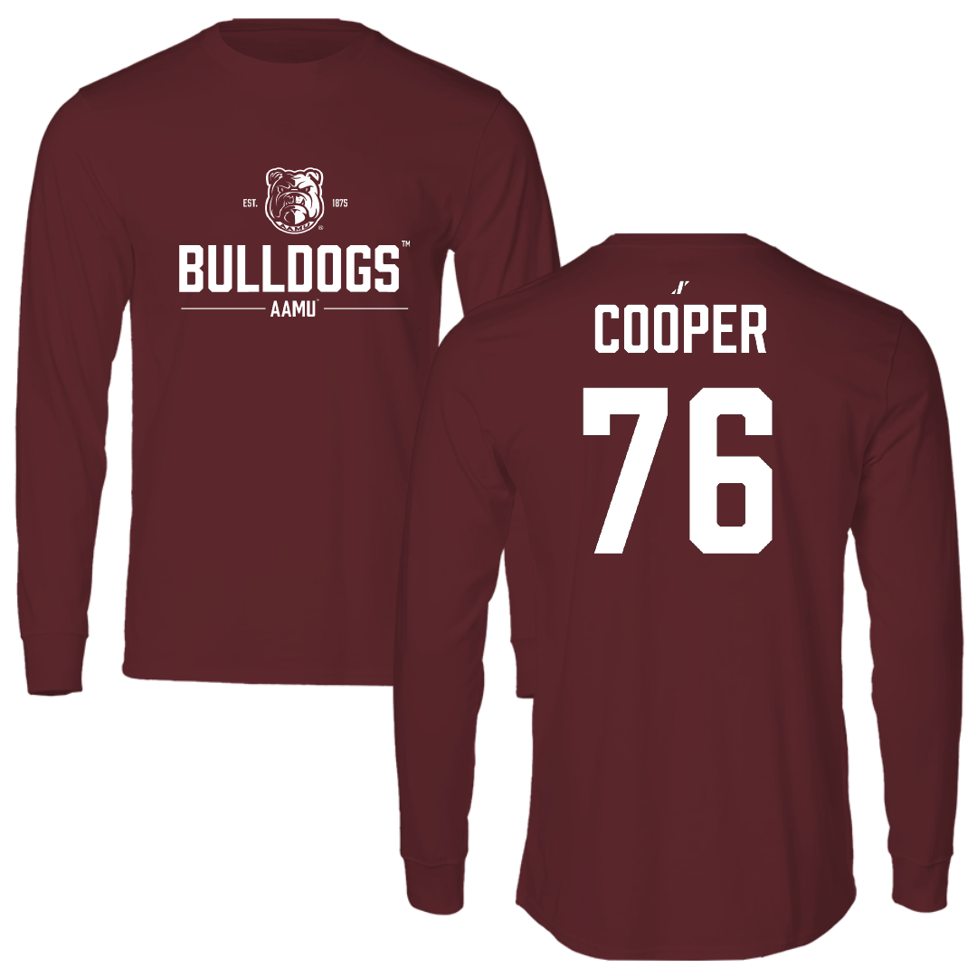 Alabama A&M University Football Maroon General Long Sleeve - #76 Kapone Cooper