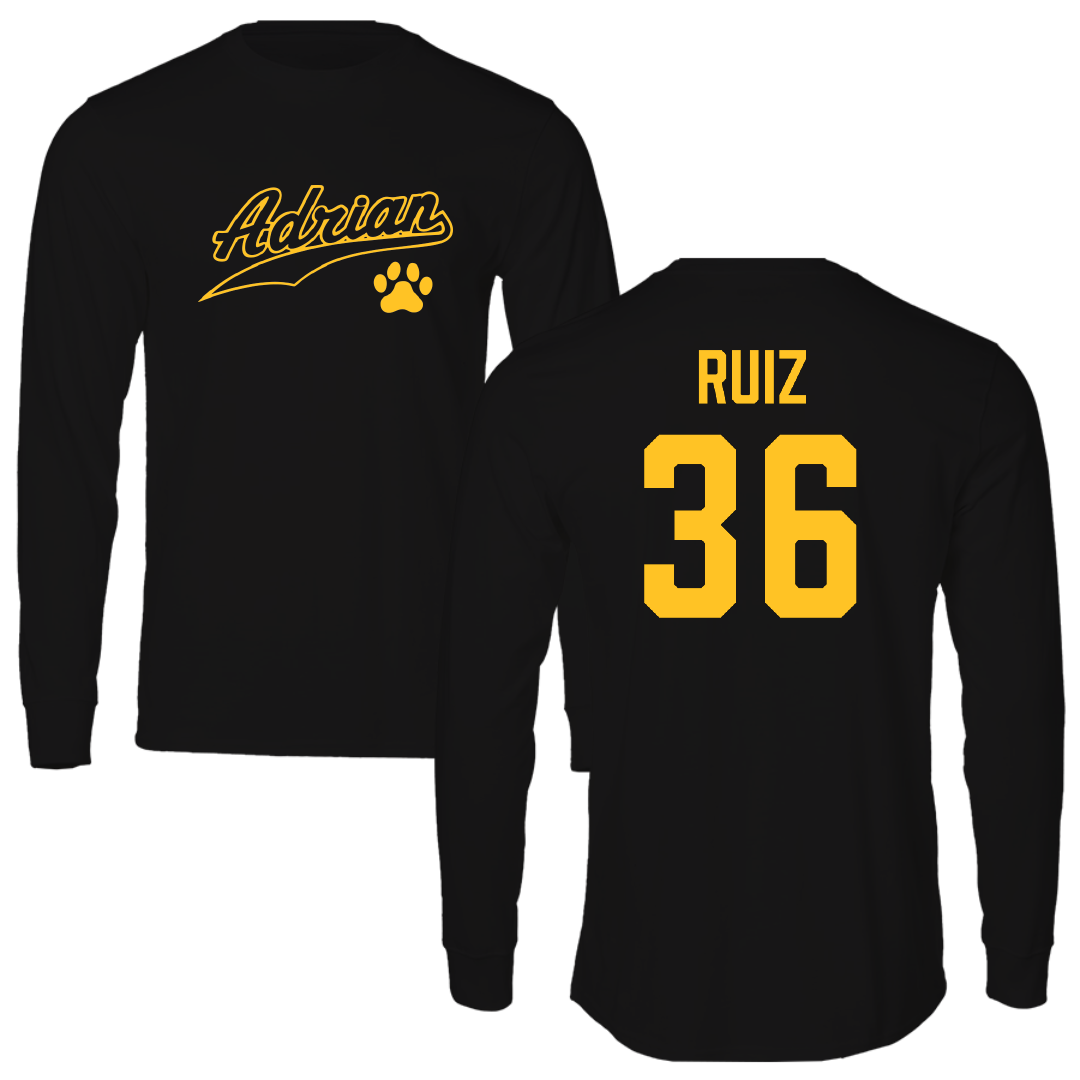 Adrian College Baseball Black Performance Long Sleeve - #36 Anthony Ruiz