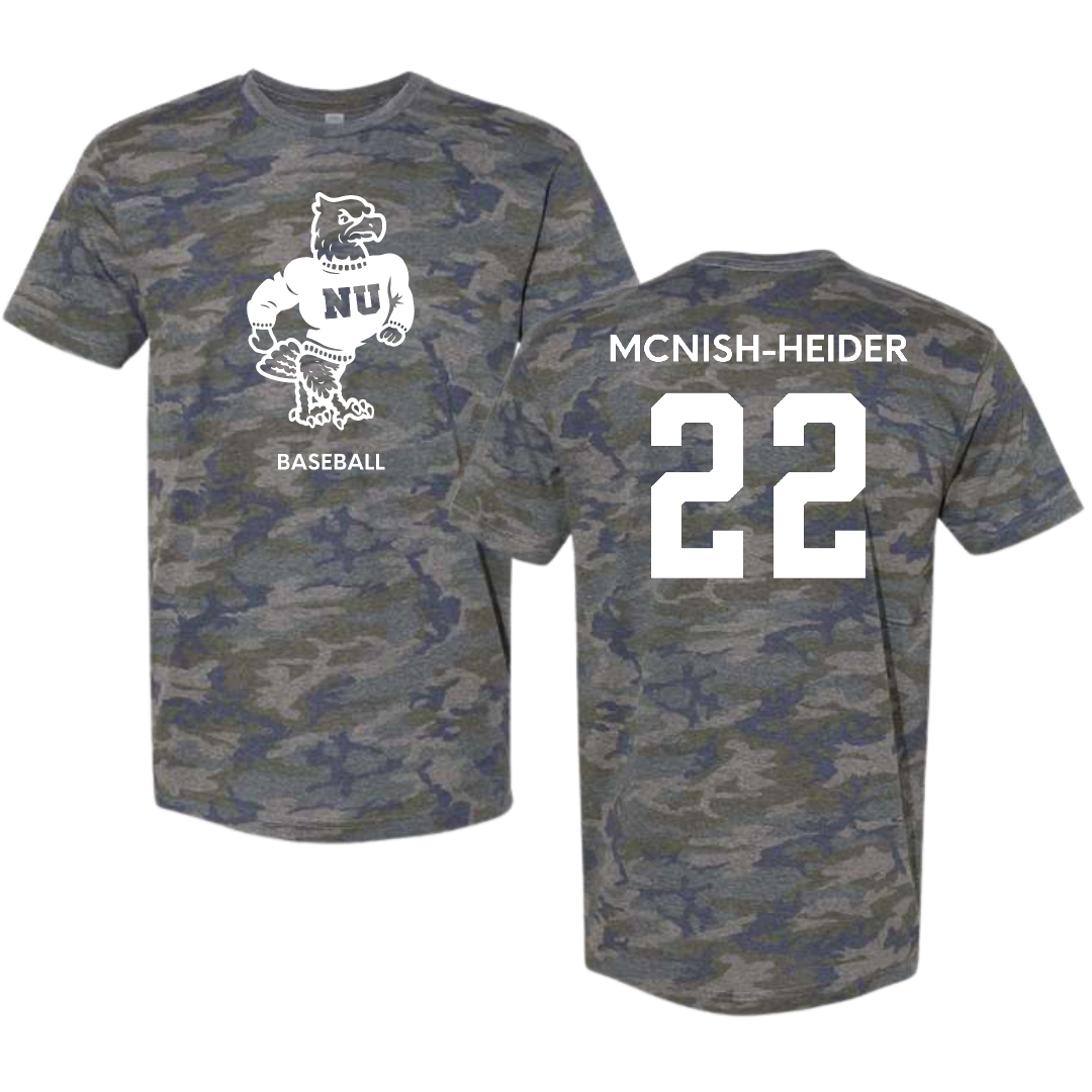 Niagara University Baseball Vintage Camo Tee - #22 Ethan Mcnish-Heider