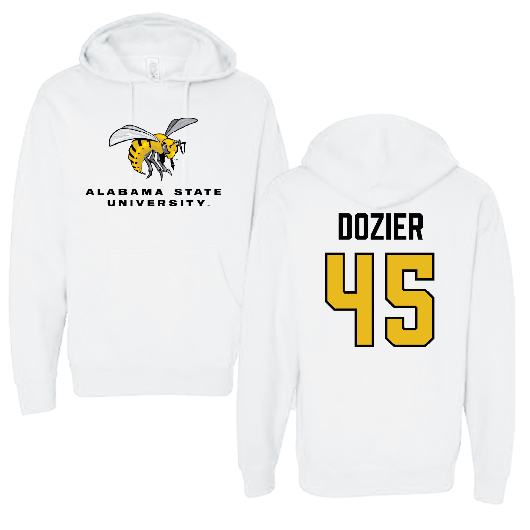 Alabama State University Football White Block Hoodie - #45 Rico Dozier