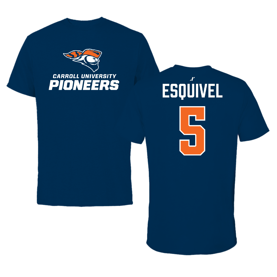 Carroll University Football Navy Tee - #5 Dezmend Esquivel