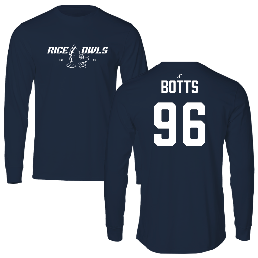 Rice University Football Navy General Long Sleeve - #96 Dillan Botts