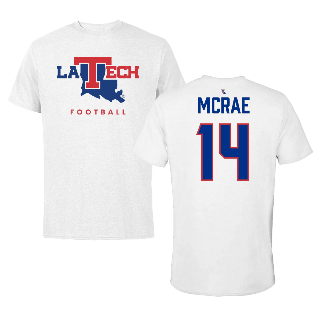 Louisiana Tech University Football White Performance Tee - #14 Jordan McRae