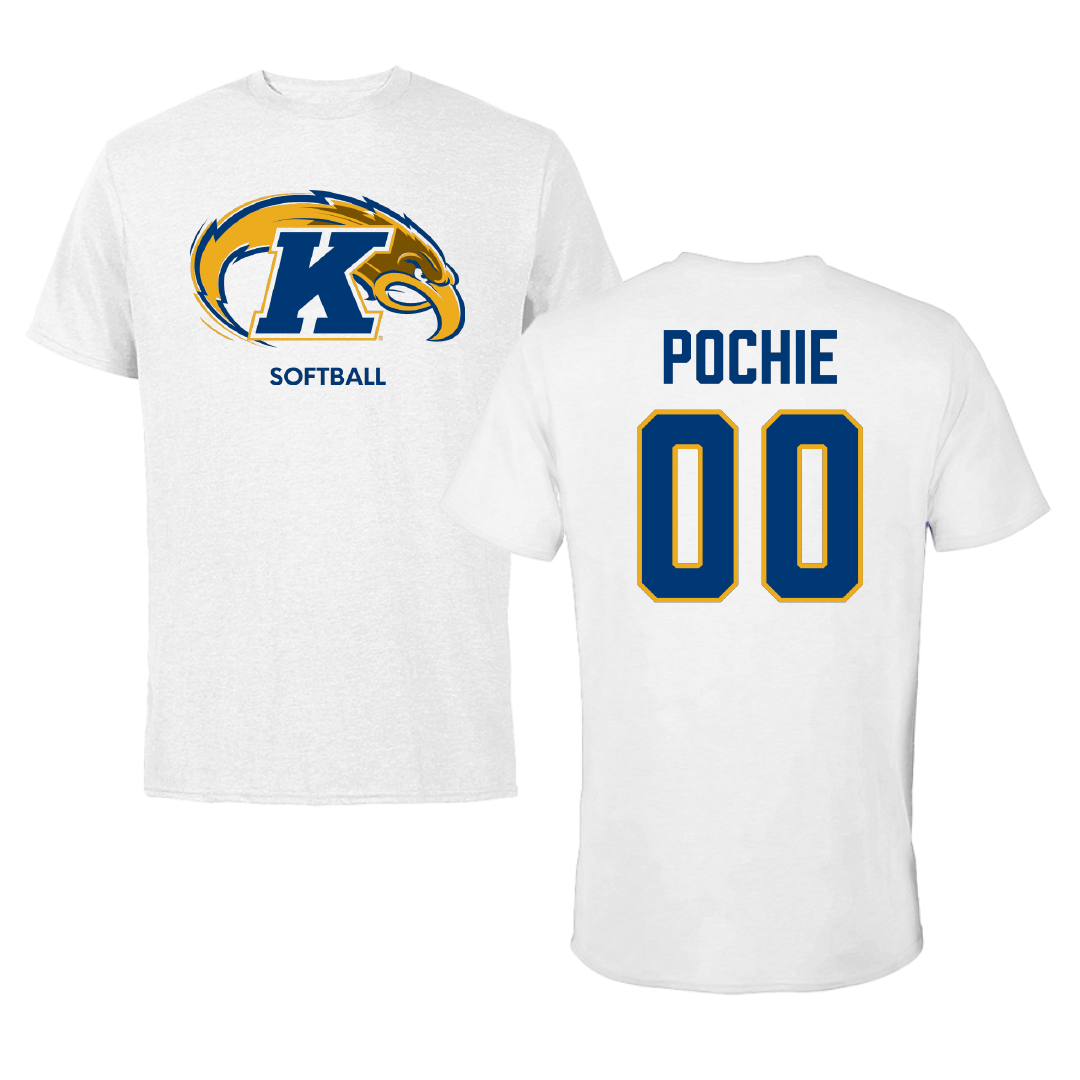 Kent State University Softball White Tee - #00 Abbey Pochie