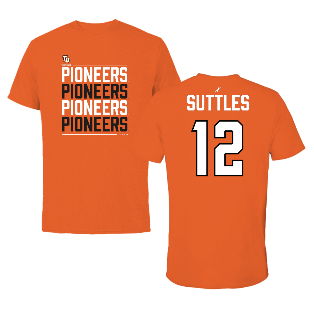 Tusculum University Football Orange General Tee - #12 Ron Suttles