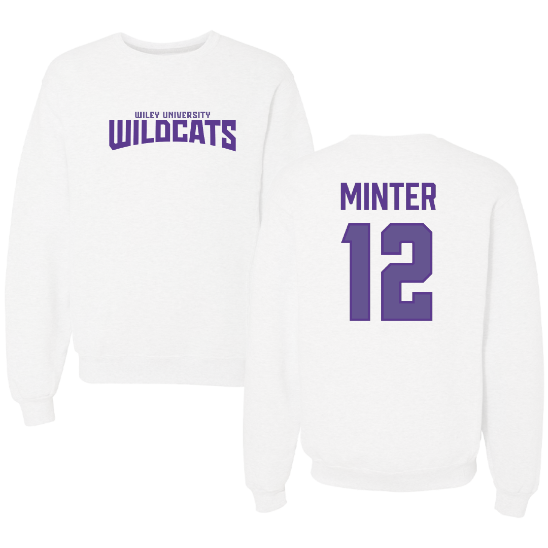 Wiley University Baseball White Classic Crewneck - #12 Tyson Minter
