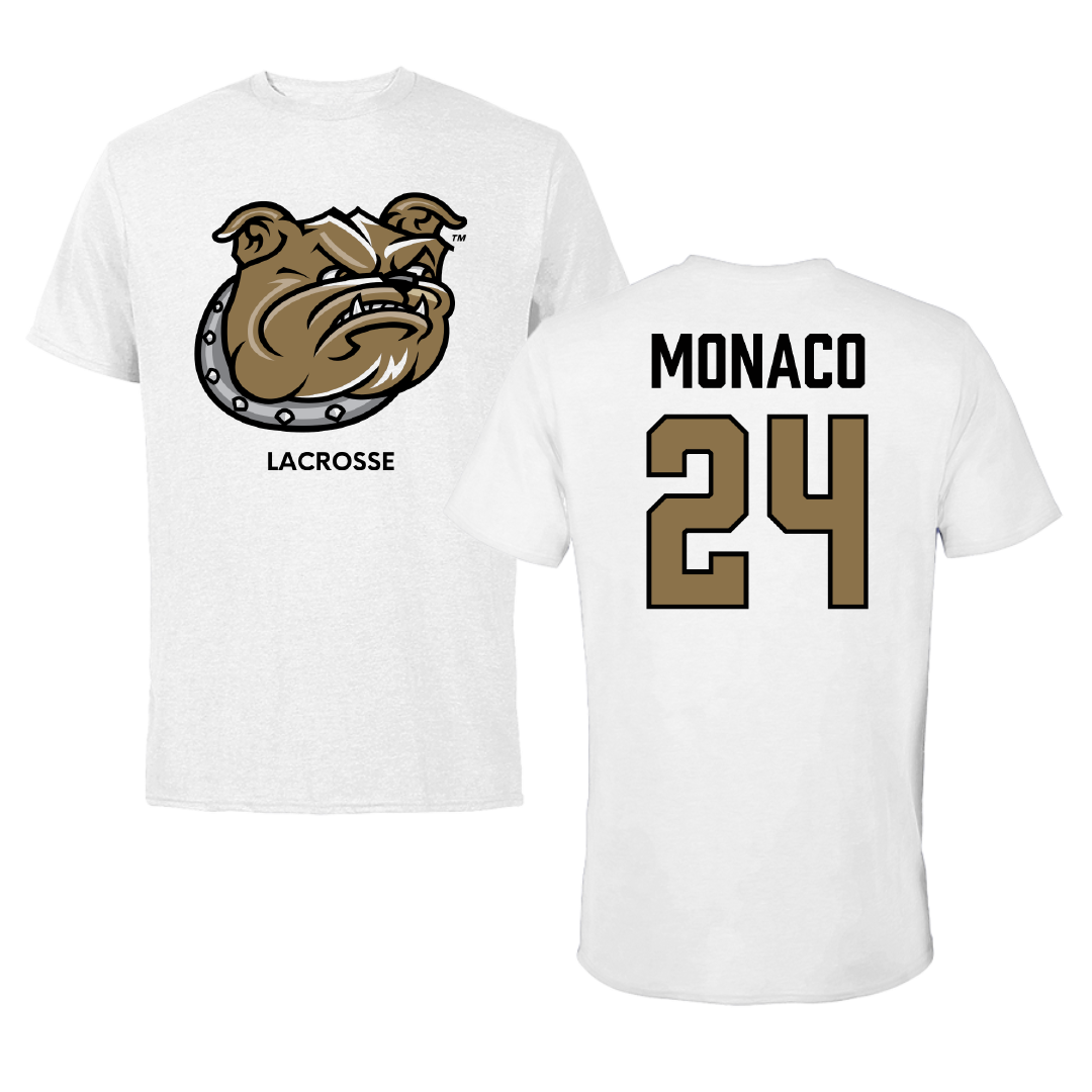 Bryant University Lacrosse (M) White Tee - #24 AJ Monaco