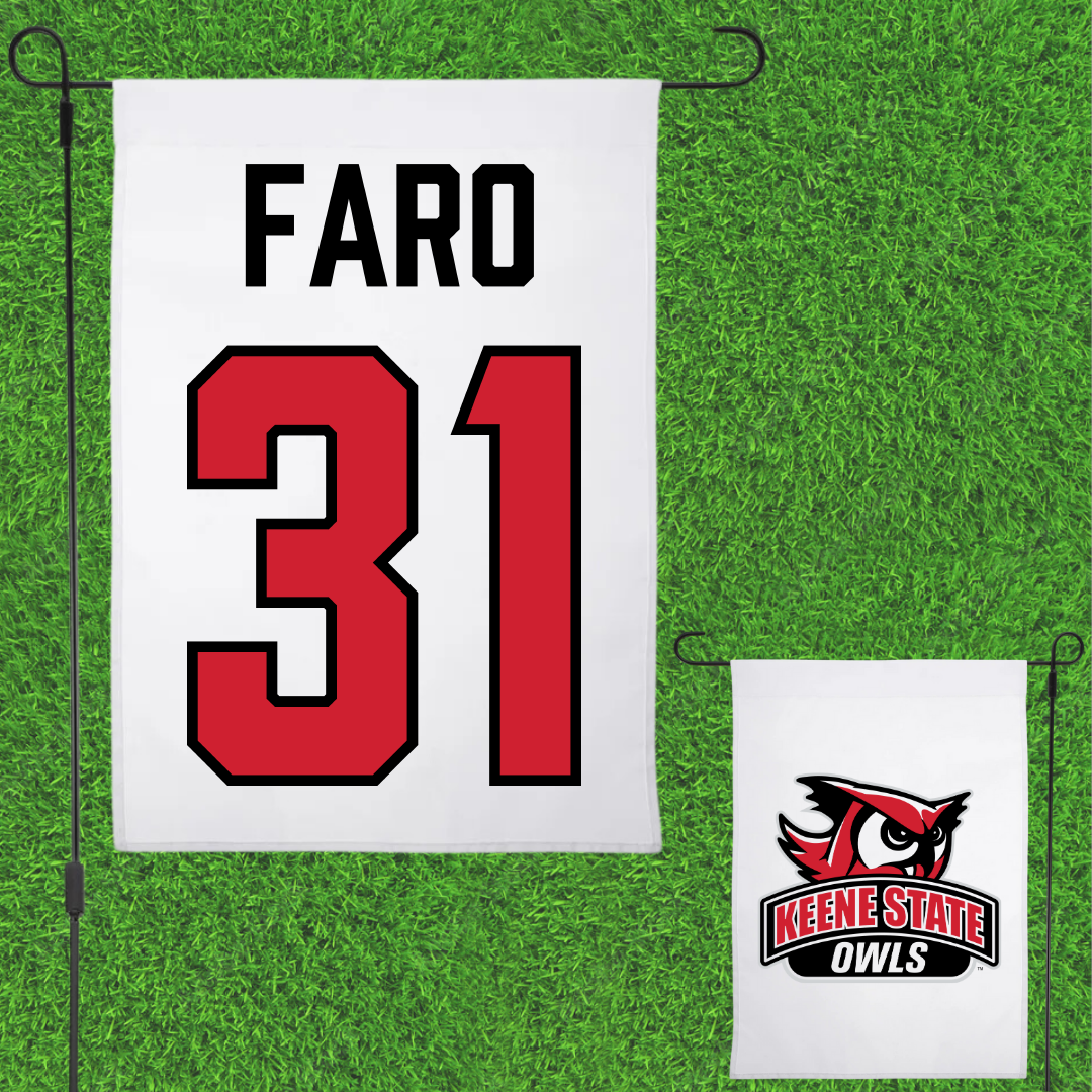 Keene State College Baseball White Garden Flag - #31 Zach Faro