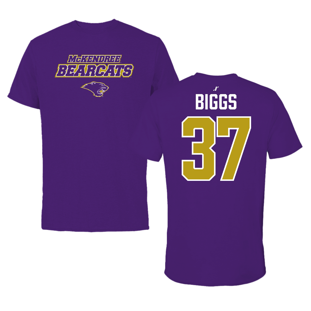 McKendree University Baseball Purple General Performance Tee - #37 Brayden Biggs