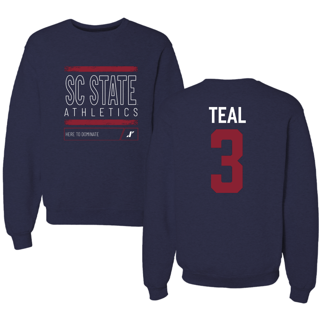 South Carolina State University Basketball Navy Dominate Crewneck - #3 Michael Teal