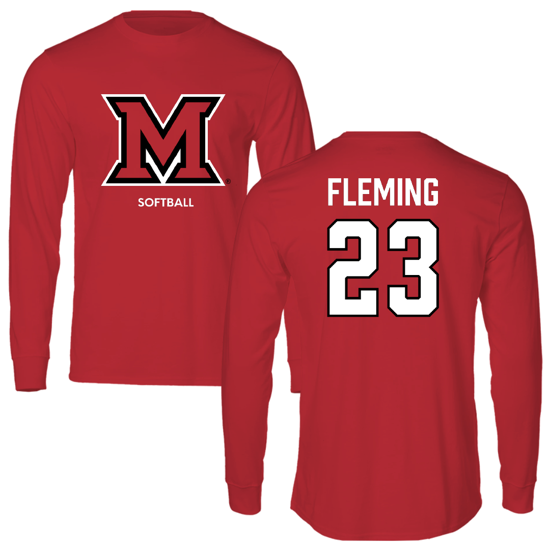Miami University (Ohio) Softball Red Long Sleeve - #23 Mia Fleming