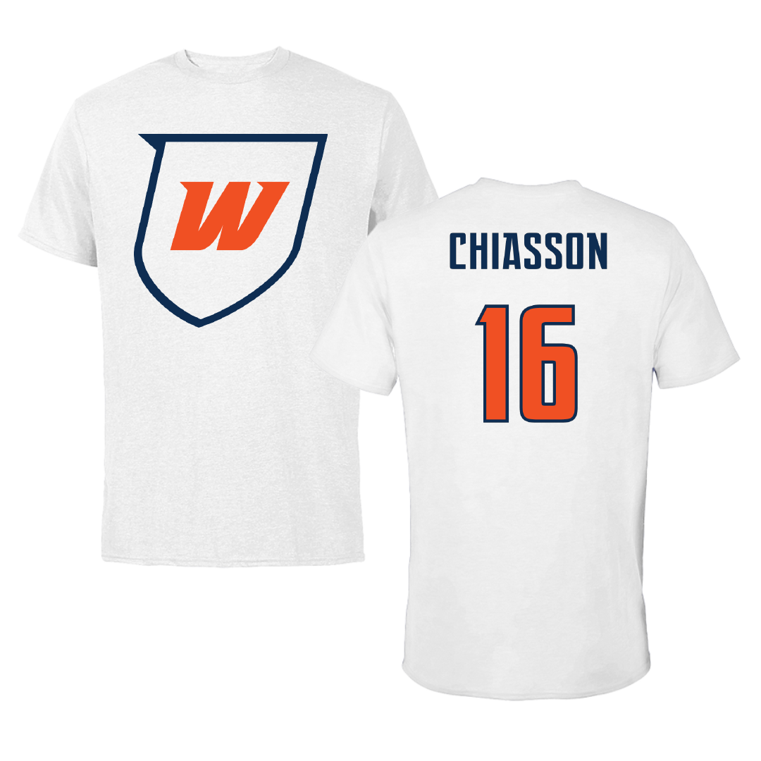Western Connecticut State University Soccer White Performance Tee - #16 Jenna Chiasson