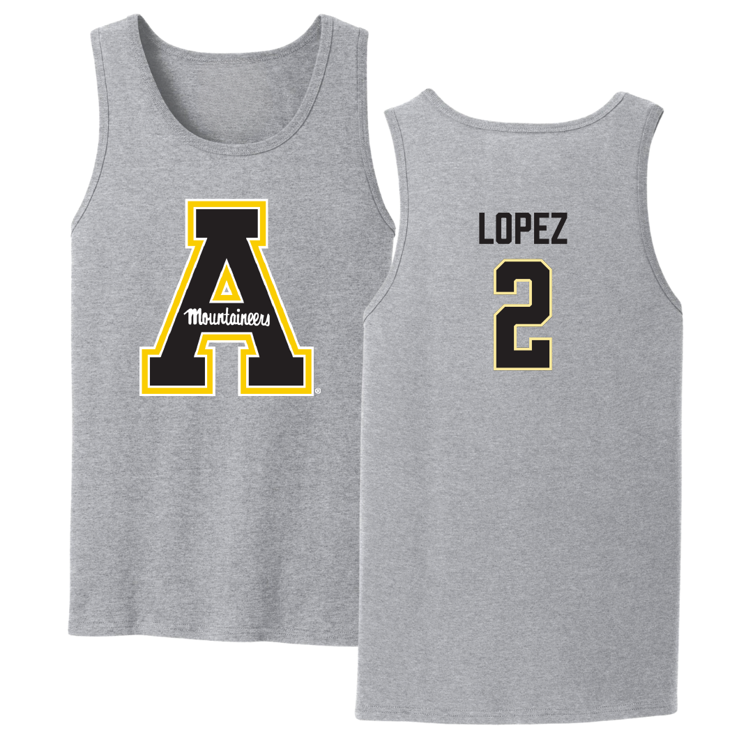 Appalachian State University Baseball Sport Gray Tank Top - #2 Xavier Lopez