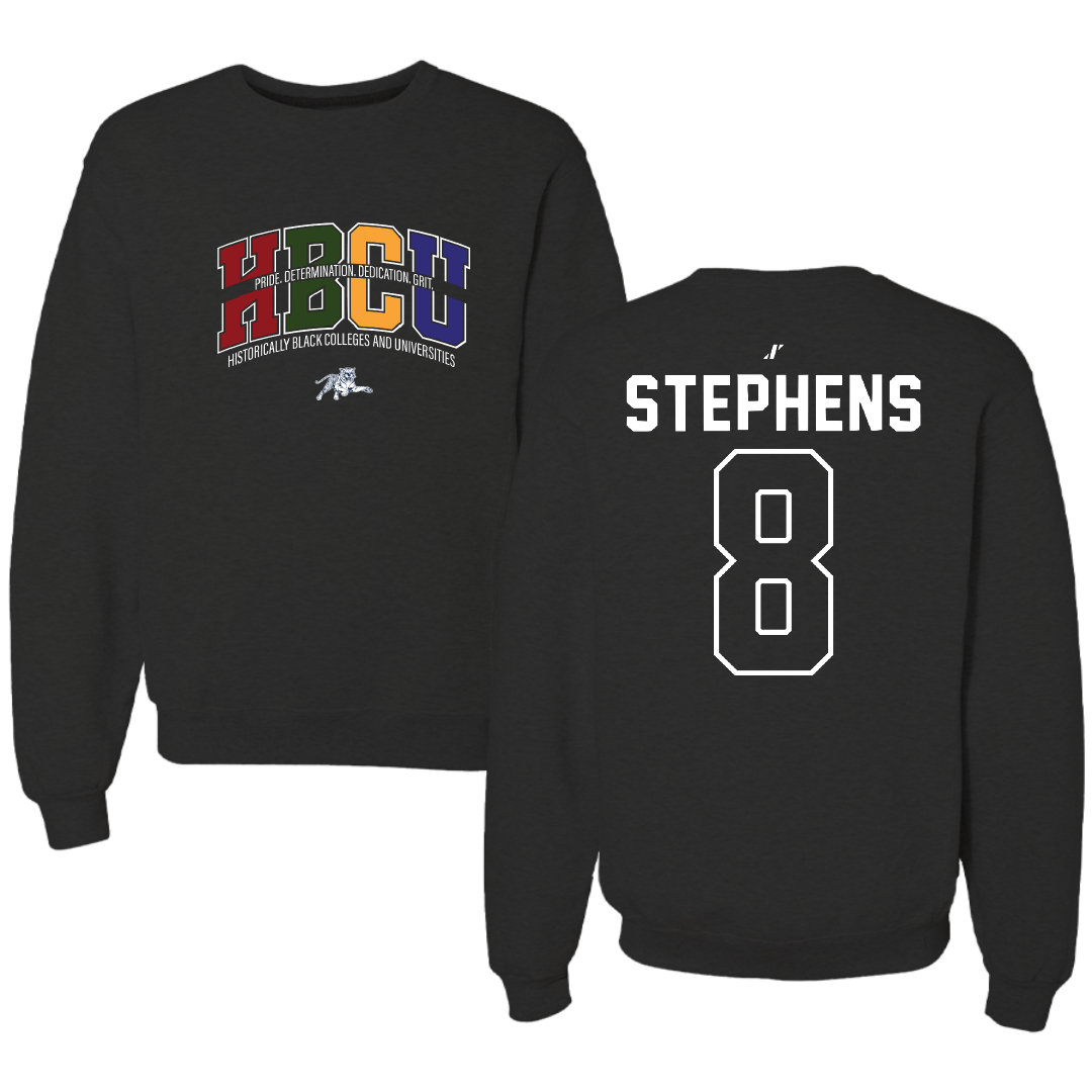 Jackson State University Softball Black HBCU Crewneck - #8 Mari Stephens