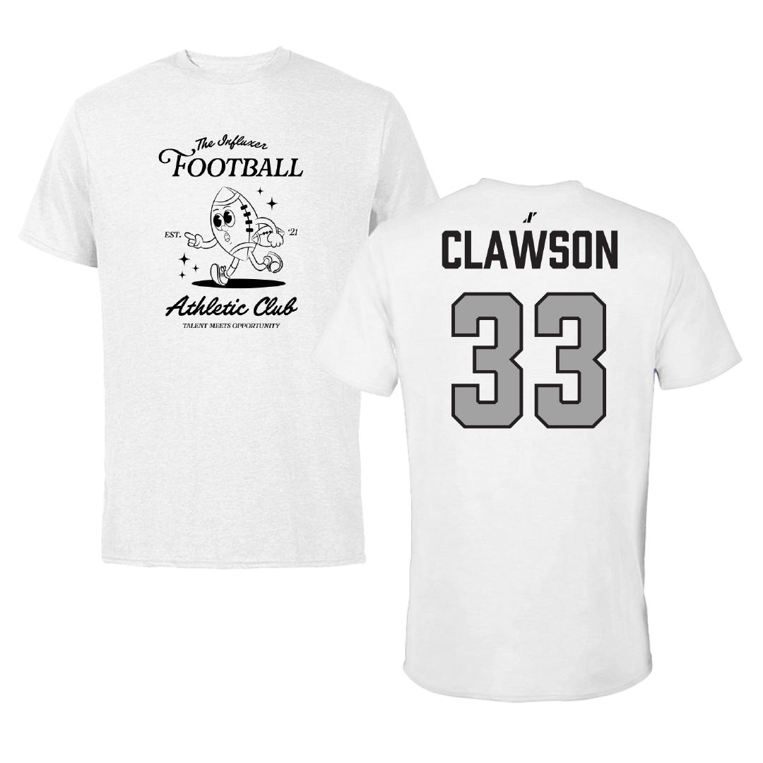 Football White Influxer Athletic Club Tee - #33 Jayden Clawson