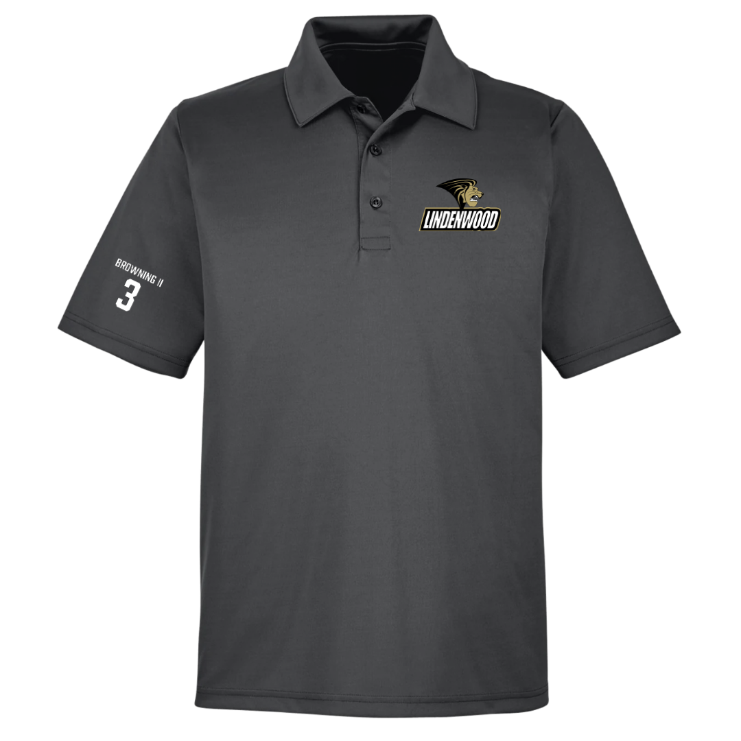 Lindenwood University Basketball (M) Dark Gray Polo - #3 Markeith Browning II