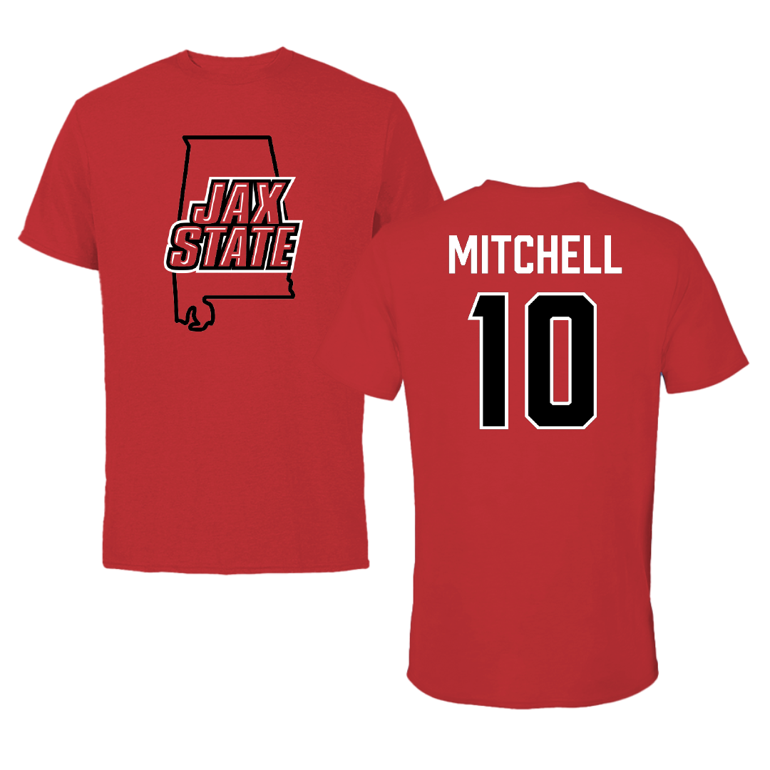 Jacksonville State University Football Red State Tee - #10 Kadyn Mitchell