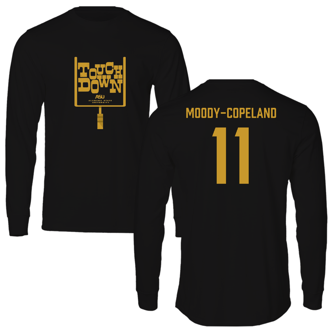 Alabama State University Football Black Touchdown Performance Long Sleeve - #11 Aydden Moody-copeland