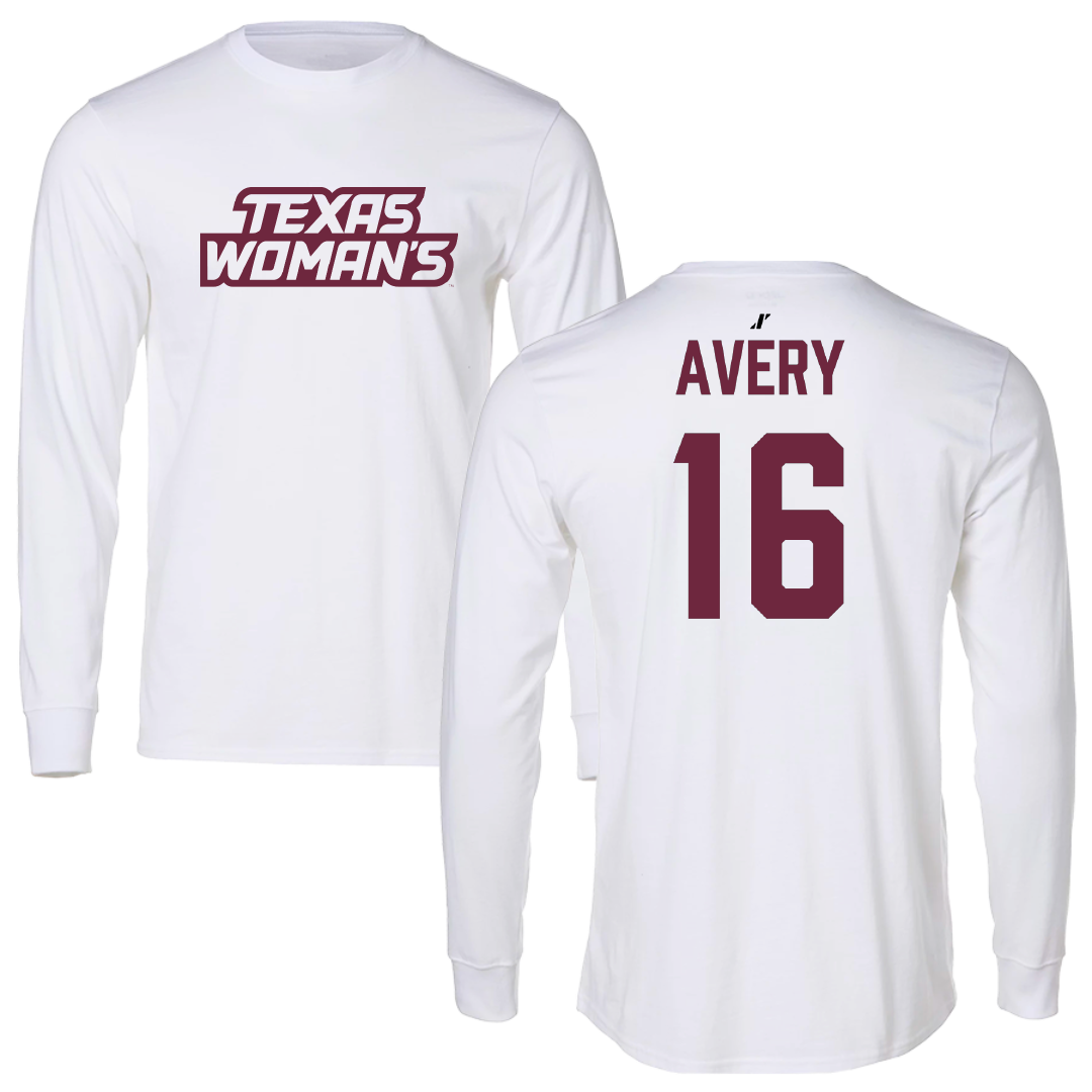 Texas Woman's University Soccer White Long Sleeve - #16 Halee Avery