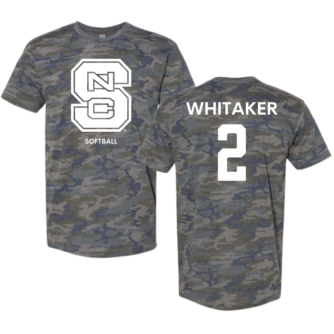 North Carolina State University Softball Vintage Camo Tee - #2 Ellington Whitaker