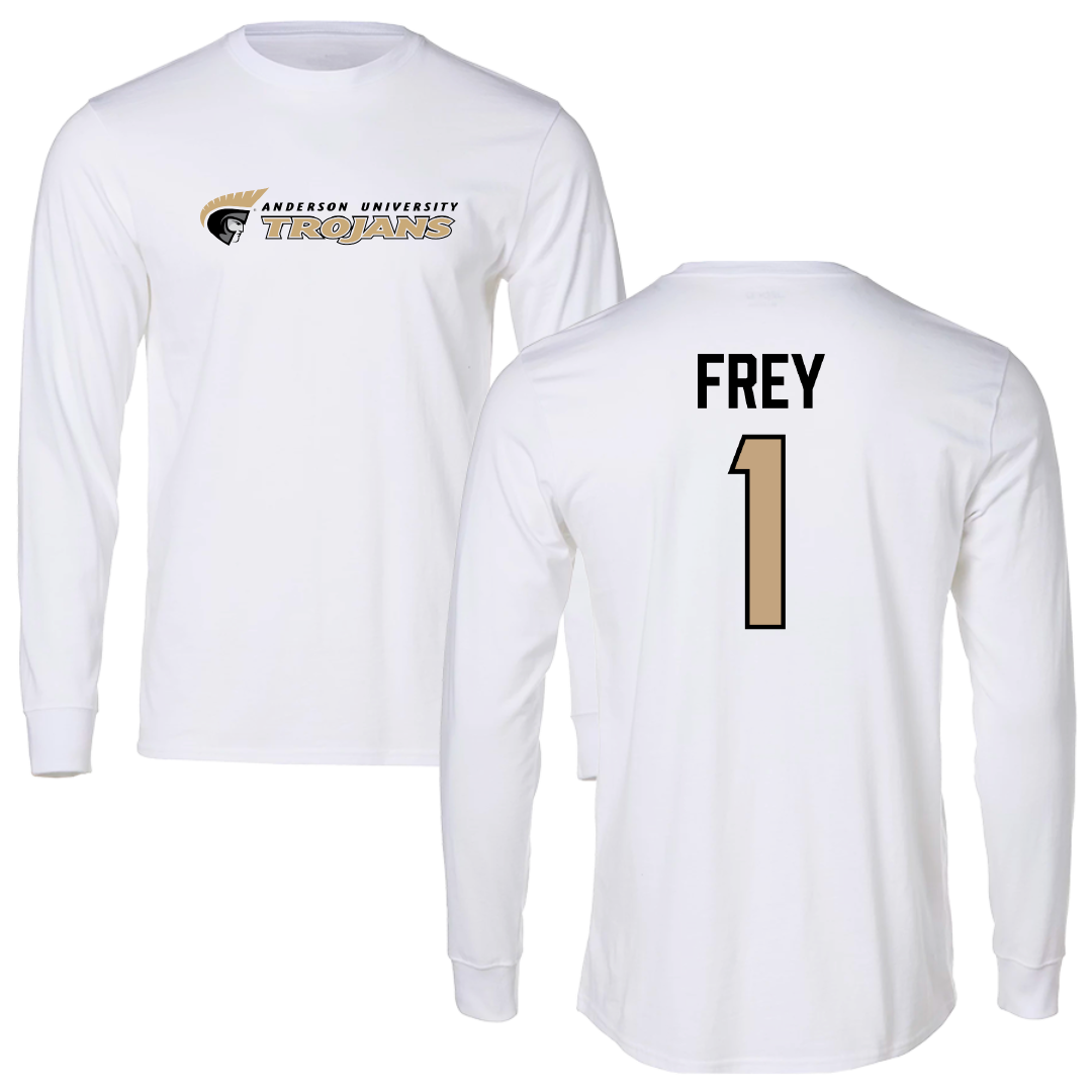 Anderson University (South Carolina) Soccer White Performance Long Sleeve - #1 Arriel Frey