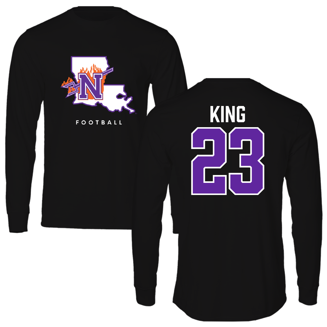 Northwestern State University Football Black Block Performance Long Sleeve - #23 Jackson King
