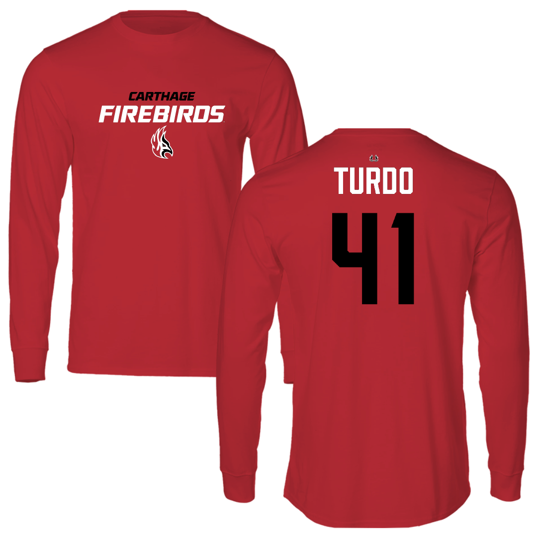 Carthage College Soccer Red Performance Long Sleeve - #41 Anthony Turdo