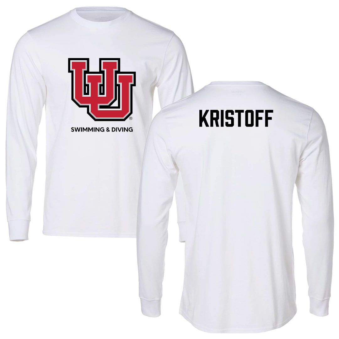 University of Utah Swimming & Diving White Block Performance Long Sleeve - Keaton Kristoff