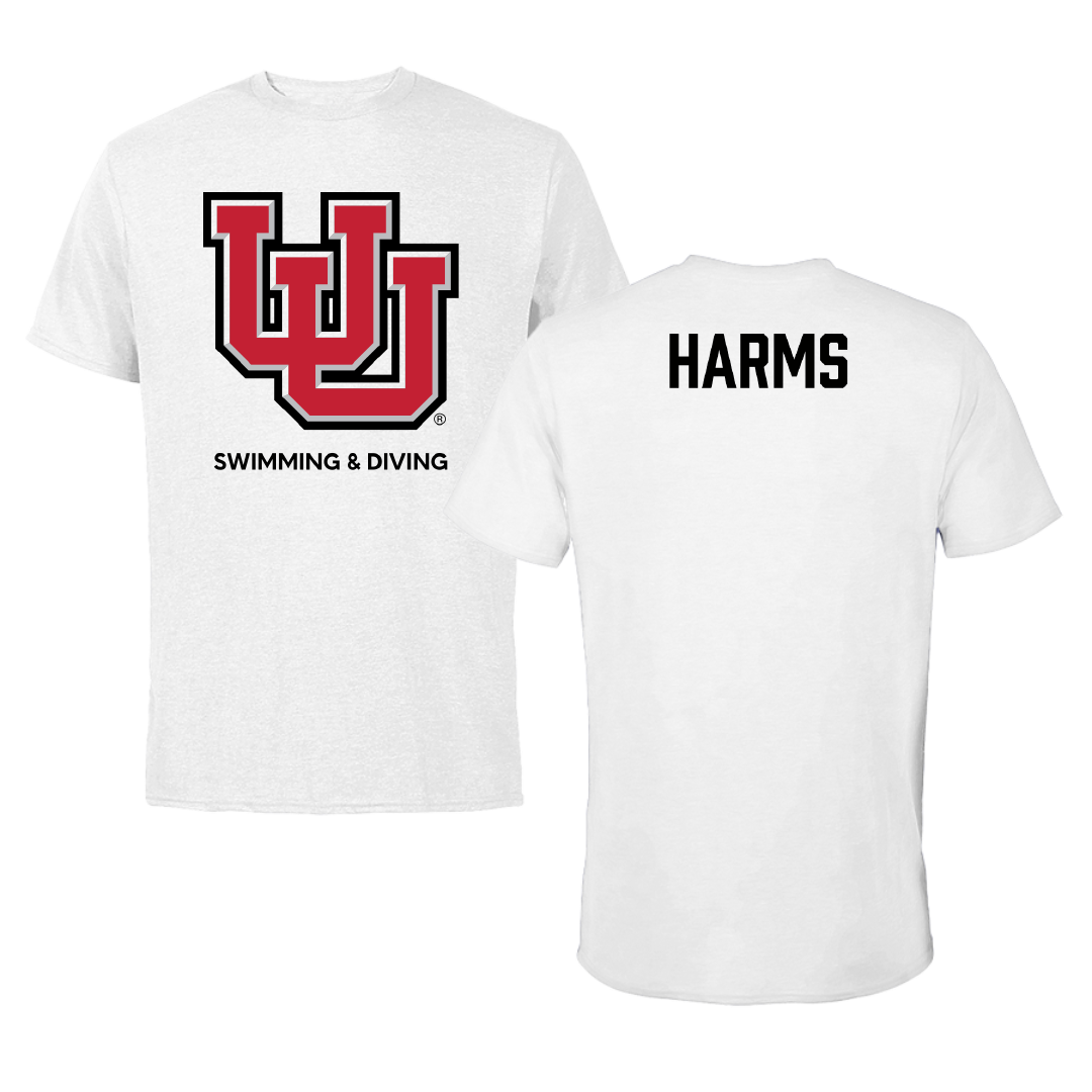 University of Utah Swimming & Diving White Tee - Ike Harms