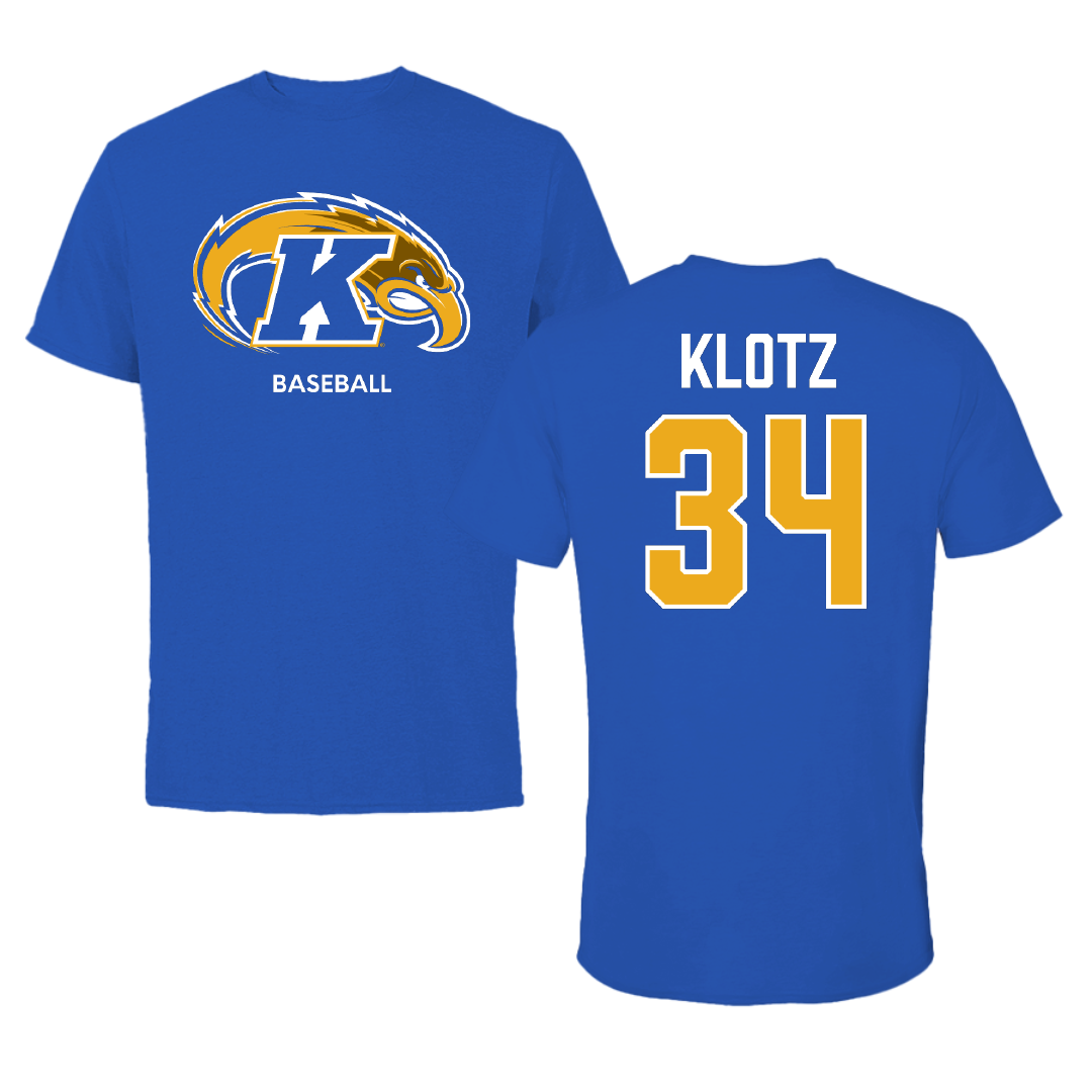 Kent State University Baseball Blue Performance Tee - #34 Hunter Klotz