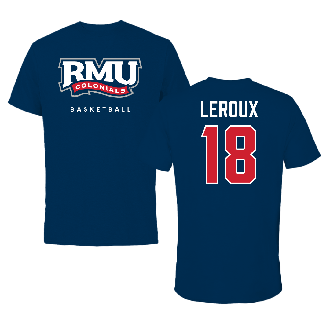 Robert Morris University Basketball Navy Performance Tee - #18 Ava Leroux