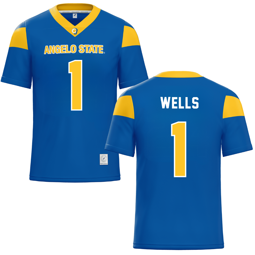 Angelo State University Blue Football Jersey - Josiah Wells