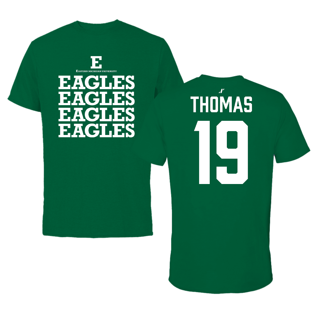 Eastern Michigan University Soccer Green General Tee - #19 Scarlett Thomas