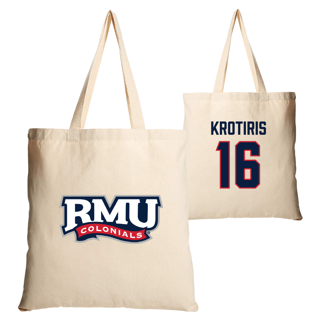 Robert Morris University Ice Hockey Tan Canvas Tote Bag - #16 George Krotiris