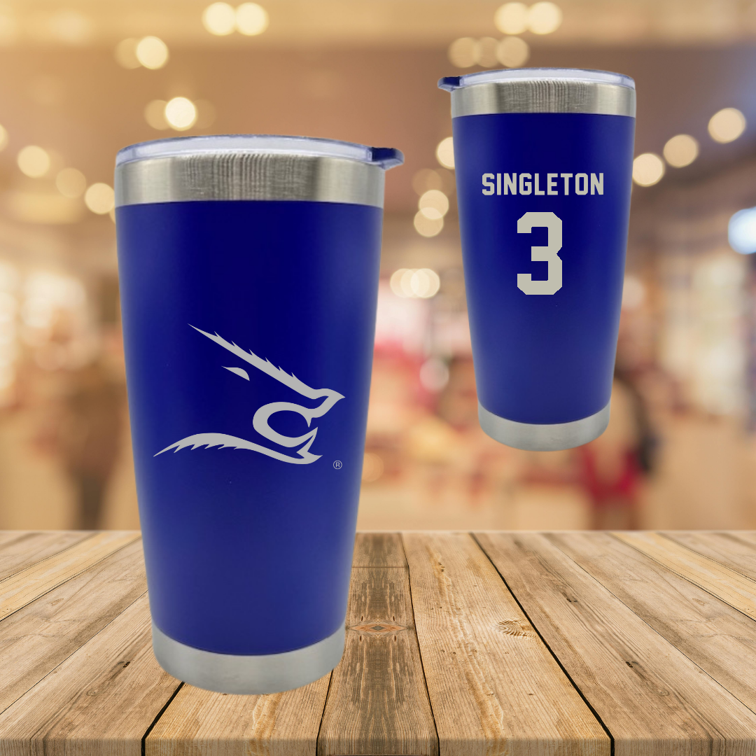 Texas A&M University-Kingsville Basketball Blue Stainless Steel Tumbler - #3 Allen Singleton