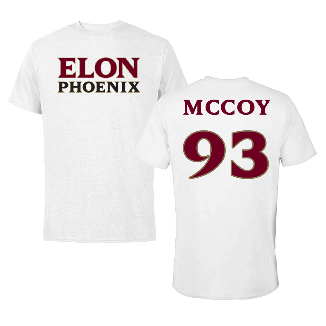 Elon University Football White Performance Tee - #93 Will McCoy