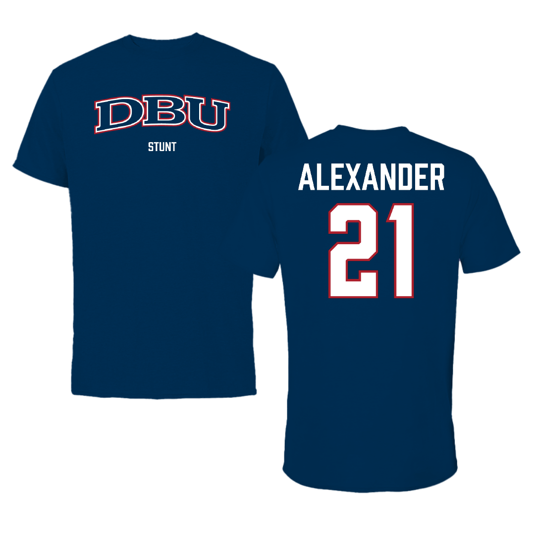 Dallas Baptist University STUNT Navy Tee - #21 Avery Alexander